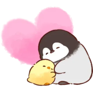 🤩 54c25f60 penguin, chick, love, heart, cute, animal telegram sticker