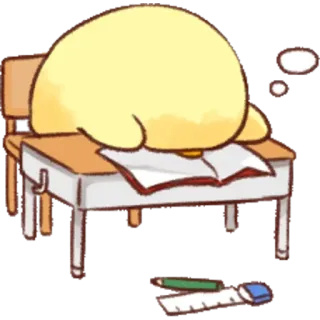 🤩 61bbad6e cartoon, desk, sleeping, student, tired, study, school telegram sticker