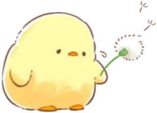 🤩 f5c5706b chick, bird, dandelion, cute, cartoon, animal, kawaii telegram sticker