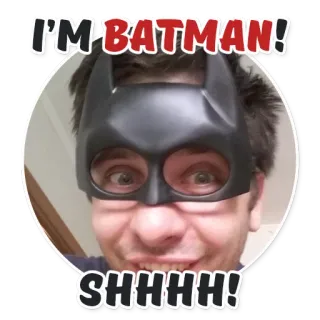 😈 d727b278 Batman I'M BATMAN!
SHHHH! แบทแมน, หน้ากาก, ชู่ว, ฉันคือแบทแมน, การ์ตูน, ซูเปอร์ฮีโร่, ตลก telegram sticker