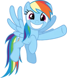 😀 f4c8c834 Rainbow Dash My Little Pony เรนโบว์แดช, โพนี่, การ์ตูน, มิตรภาพ, ปีก, ม้า telegram sticker