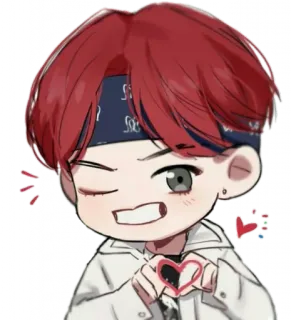 🦁 822c2728 anime, cartone animato, capelli rossi, cuore, carino, occhiolino whatsapp sticker