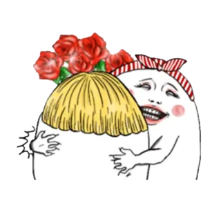 👫 44a48470 卡通, 表情符号, 角色, 拥抱, 玫瑰, 友谊 telegram sticker