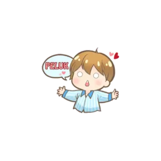 😆 19b749fe PELUK объятие, милый, мультфильм, любовь, приветствие, нежность, мальчик whatsapp sticker