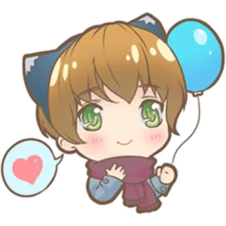 😘 cf58e5fa 动漫, 可爱, 角色, 卡哇伊, Q版, 气球, 爱心 telegram sticker
