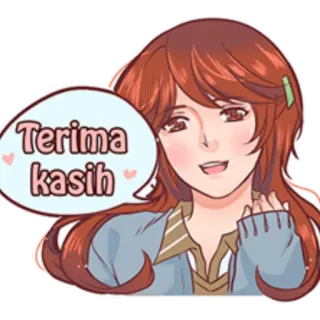 🤗 f46e5d5d Terima kasih 谢谢, 动漫女孩, 卡通, 感谢, 友善 telegram sticker