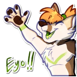 👋 ff3032f6 Eyo!! Furry, Binatang, Sapa, Melambai, Kartun, Ramah telegram sticker
