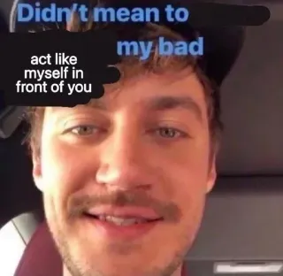 🫢 f8b696fc Didn't mean to act like myself in front of you my bad przepraszam, przykro mi, żałuję, śmieszne, mem, twarz telegram sticker