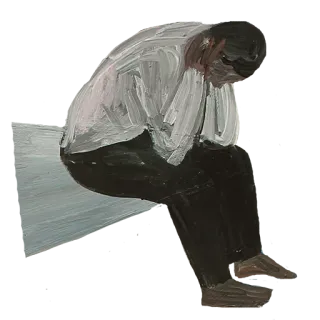 😰 3a84f9e4 Mann, sitzend, traurig, deprimiert, einsam, Gemälde, Kunstwerk telegram sticker