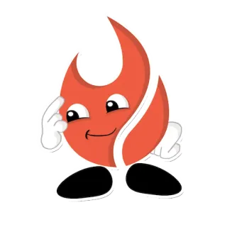 🤔 56709a6a 火焰, 卡通, 思考, 角色, 吉祥物 telegram sticker