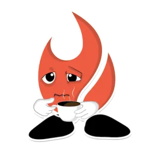 ☕️ 8528a92d 难过, 咖啡, 疲惫, 火焰, 杯子, 卡通 telegram sticker