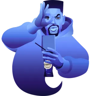 👌 fb086b62 男人, 帽衫, 自拍, OK手势, 卡通, 蓝色 telegram sticker