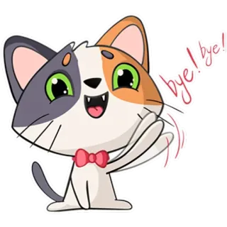 🤚 2a661b4f bye! gato, dibujos animados, animal, lindo, adiós, despedida, saludando telegram sticker