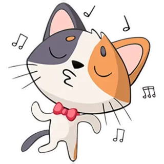 🎧 43fdf8e8 gato, música, sticker, dibujo animado, lindo, pajarita, baile telegram sticker