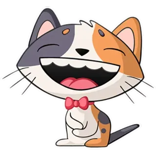 😀 cfaf6df9 gato, pegatina, dibujo animado, animal, lindo, pajarita, riendo, feliz telegram sticker