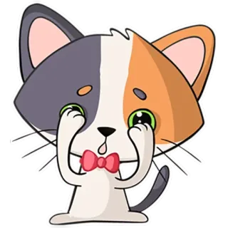 🙈 d77656e1 gato, pegatina, lindo, animal, llorando, corbata de moño, dibujos animados telegram sticker