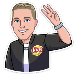 👋 cf8d2f62 pria, kartun, Lays, keripik, makanan, camilan, gestur telegram sticker