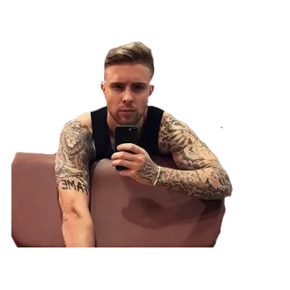 🤳 0beede03 ผู้ชาย, รอยสัก, เซลฟี่, กล้ามเนื้อ, ภาพเหมือน telegram sticker