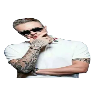 🤔 204a6456 ผู้ชาย, แว่นกันแดด, รอยสัก, แฟชั่น, คนดัง telegram sticker