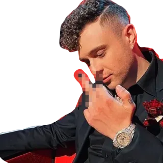 🖕 8c6c3ced นิ้วกลาง, ท่าทาง, ก้าวร้าว, ผู้ชาย, สูท, ภาพเหมือน telegram sticker