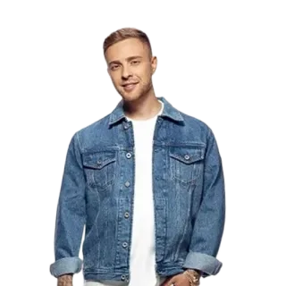 ❤️ 57eb432a мужчина, джинсовая куртка, портрет, человек whatsapp sticker