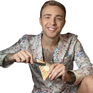 😁 61a2c02c мужчина, ест, тост, намазывает, нож whatsapp sticker