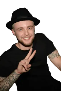 🙄 d37cc55d мужчина, шляпа, портрет, тату, улыбка, мир whatsapp sticker