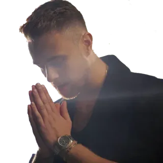 🙏 544aa926 ผู้ชาย, คน, อธิษฐาน, มือ, นาฬิกา, ความหวัง, ศาสนา telegram sticker