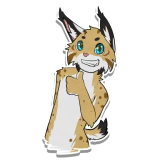 👍 0b58a0c2 рысь, фурри, животное, мультфильм, большой палец вверх, кошка telegram sticker