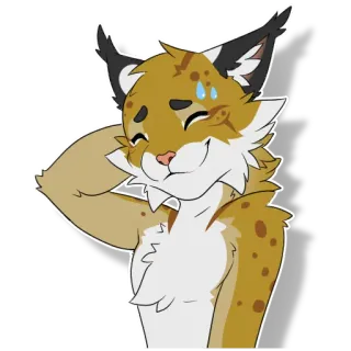 😅 3132314b Фурри, Антропоморфный, Кот, Животное, Мультфильм, Милый, Пот telegram sticker