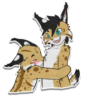 👌 fe28c6ef рысь, антро, фурри, объятия, мультфильм, нежность, животное telegram sticker