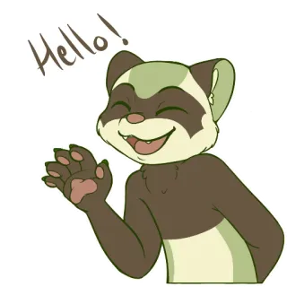 🤗 d21f46d3 Hello! ferret, cartoon, animal, hello, friendly, greeting telegram sticker