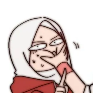 🍒 223574a1 kartun, wanita, hijab, gestur ofensif, mengejek, jari telegram sticker
