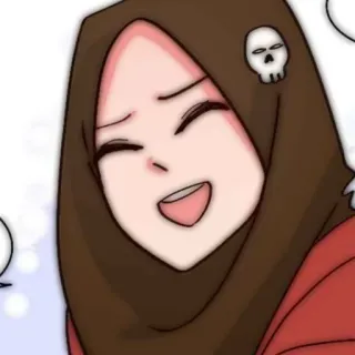 🍒 834a2d6e kartun, wanita, hijab, senyum, tengkorak, karakter telegram sticker