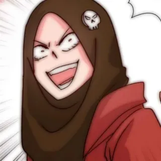 🍒 d9e9a0f4 Kartun, Karakter, Wanita, Hijab, Tengkorak, Anime telegram sticker