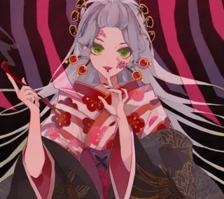 🌟 58c5d17e Anime, Vrouw, Portret, Make-up, Digitale kunst, Illustratie, Fantasy, Personage telegram sticker