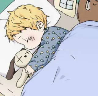 🐰 eb7ddb28 dormir, durmiendo, niño, cama, lindo, pacífico, dibujos animados telegram sticker