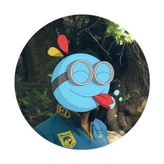 😝 c8f39e33 DED Cartoon, Sticker, Minion, Blau, Zunge, Lustig telegram sticker