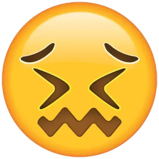 😖 091a56f1 表情符号, 困惑, 脸, 黄色, 表情, 不确定 telegram sticker