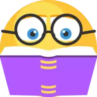 🤓 89e96b56 表情符号, 阅读, 书, 眼镜, 书呆子, 教育, 聪明 telegram sticker