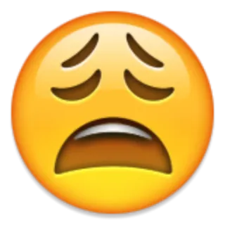 😩 e65fe065 表情符号, 悲伤, 沮丧, 脸, 不开心, 情绪, 感觉 telegram sticker