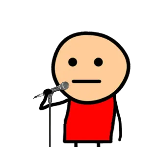🎤 fb29a62a bonhomme allumette, microphone, t-shirt rouge, Cyanide and Happiness whatsapp sticker