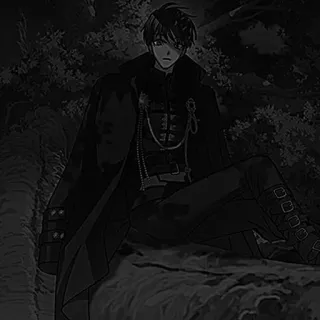 ⬛️ 553ff271 Anime, Pria, Duduk, Hitam, Mantel telegram sticker