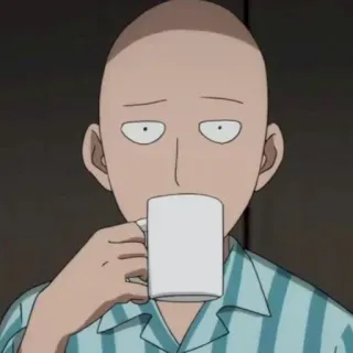 ⬛️ 87c28e32 Saitama One-Punch Man Saitama, One-Punch Man, Anime, Minum, Cangkir, Karakter telegram sticker