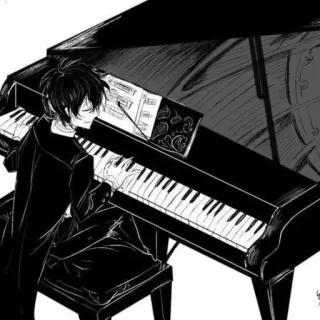 ⬛️ ecc90048 piano, musik, pianis, musisi, musik klasik, seni telegram sticker
