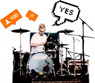 🥁 5c4a613f YES 드러머, 음악, 밴드, 예, 음악가, 콘서트, 드럼 telegram sticker