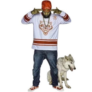 ☠ 211dd054 người đàn ông, chó, sói, đỏ, trắng, người telegram sticker