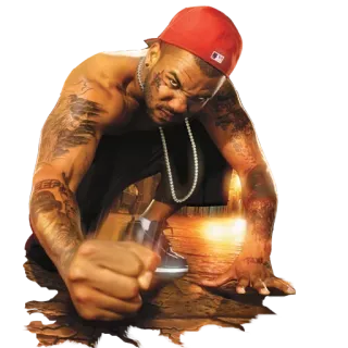 ☠ 3d96c103 The Game rapper, âm nhạc, người nổi tiếng, hình xăm, chân dung telegram sticker