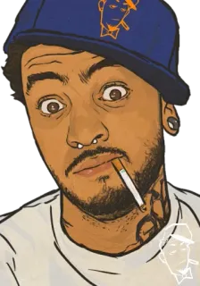 ☠ 4770d420 đàn ông, thuốc lá, hoạt hình, chân dung, hút thuốc telegram sticker