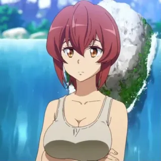 💫 2f4e1b91 アニメ 女の子, 赤髪, ビーチ, 水, 水着 telegram sticker